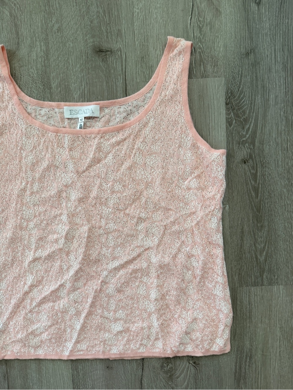 Escada Pastel Pink and White knit tank sleeveless shell top 42 Large